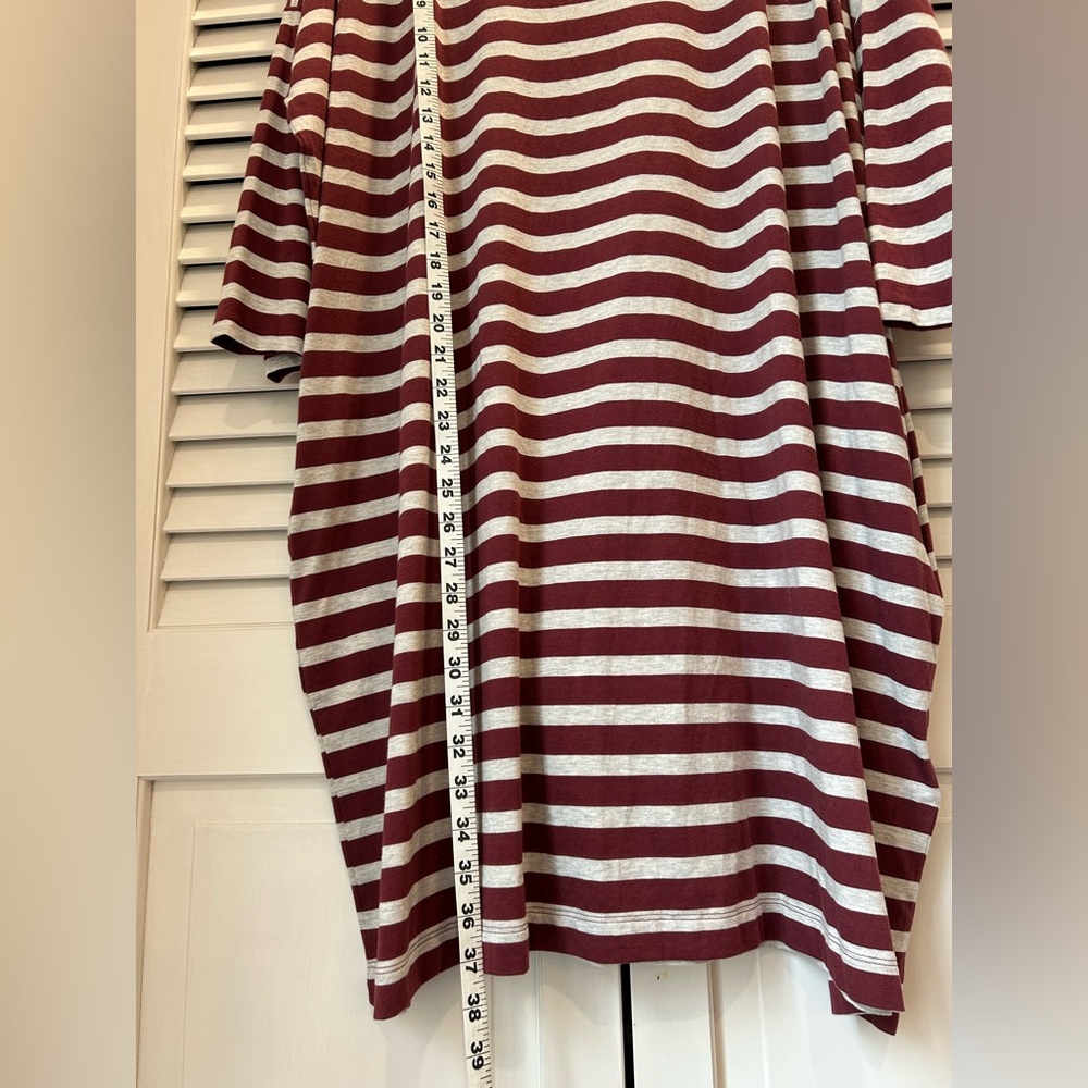 GAP T-Shirt Dress Burgundy and Light Gray Striped NWT - Picture 5 of 6